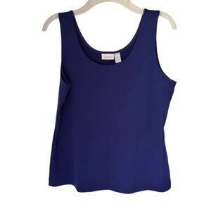CHICO'S Woman's Size 2 US L12 Scoop Neck N Blue Nylon/Spandex Layer Tank Top #L